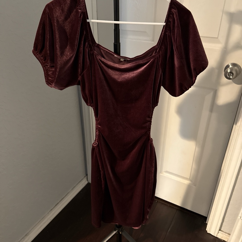 Elegant Burgundy Velvet Dress